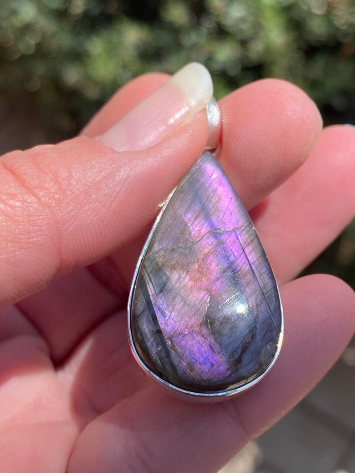 Purple Labradorite 925 Sterling Silver Pendant | Hand Cut by Geologist Ben Davis
