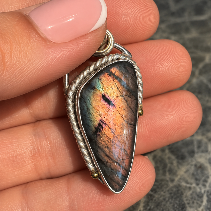Rare Purple Spectrolite from Finland Pendant - Amazing Story