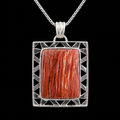 Rare Square Howardite (Rattlesnake Agate) Pendant in 925 Sterling Silver – Nevada Gemstone