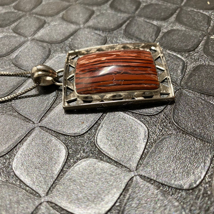Rare Square Howardite (Rattlesnake Agate) Pendant in 925 Sterling Silver – Nevada Gemstone