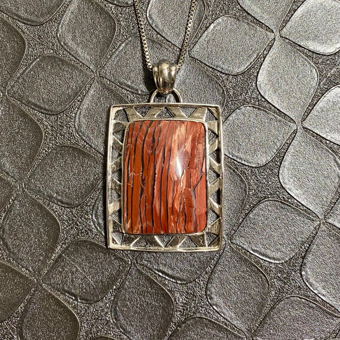Rare Square Howardite (Rattlesnake Agate) Pendant in 925 Sterling Silver – Nevada Gemstone
