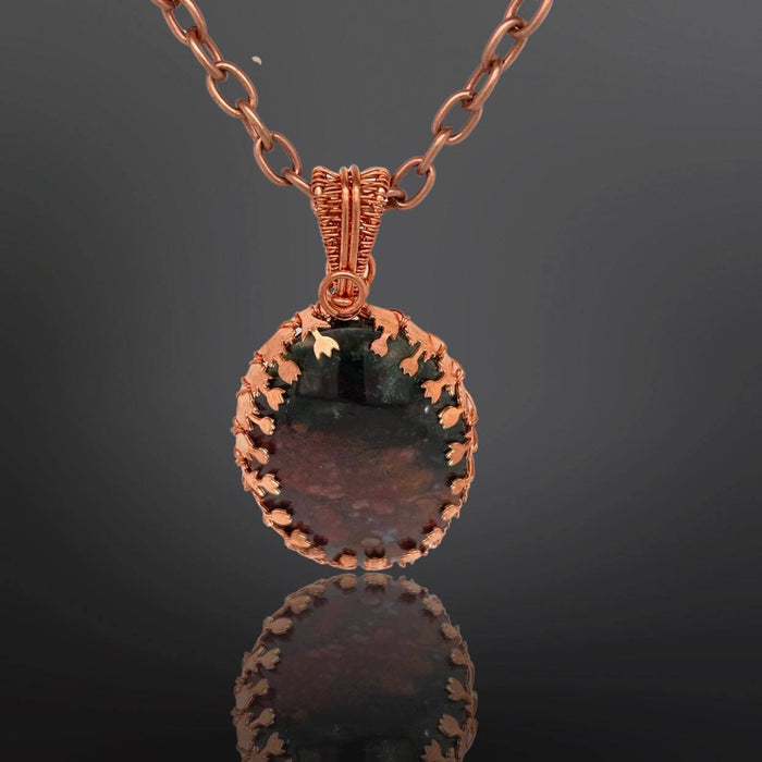 Red Moss Agate in Copper with 20" Chain