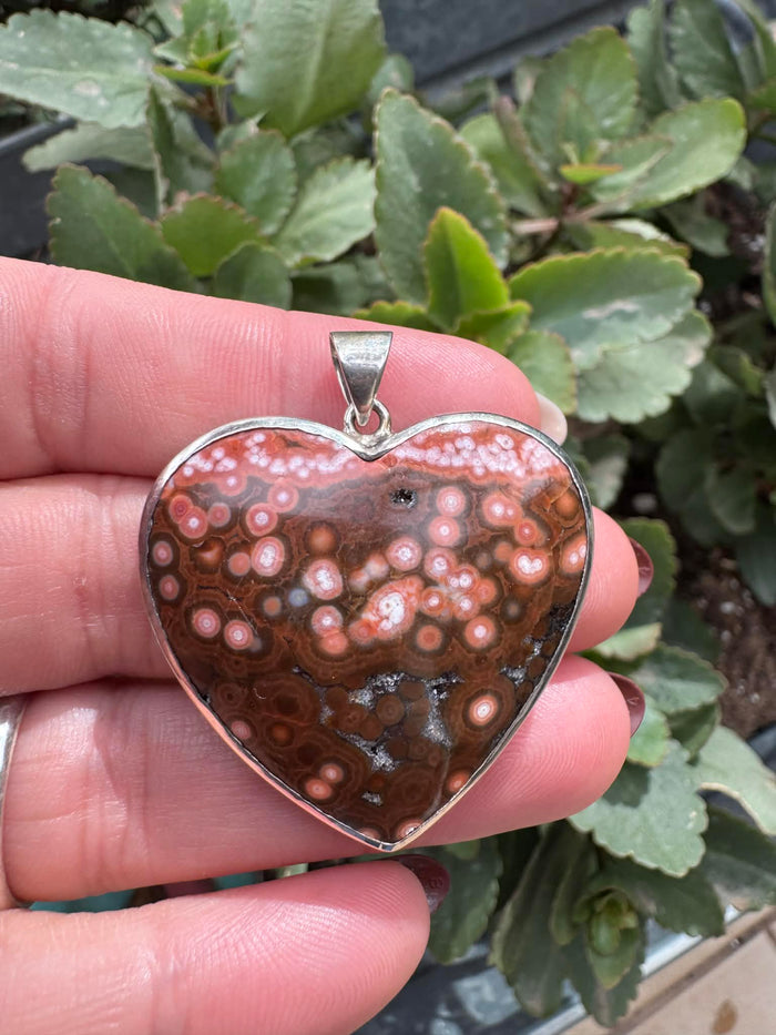 River Jasper Heart Pendant – Sterling Silver