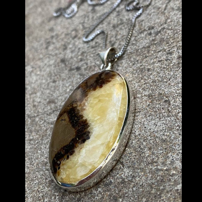 Septarian Nodule ~ Utah ~Fossilized Mud Bubbles!!  Set in Solid 925 Sterling Silver