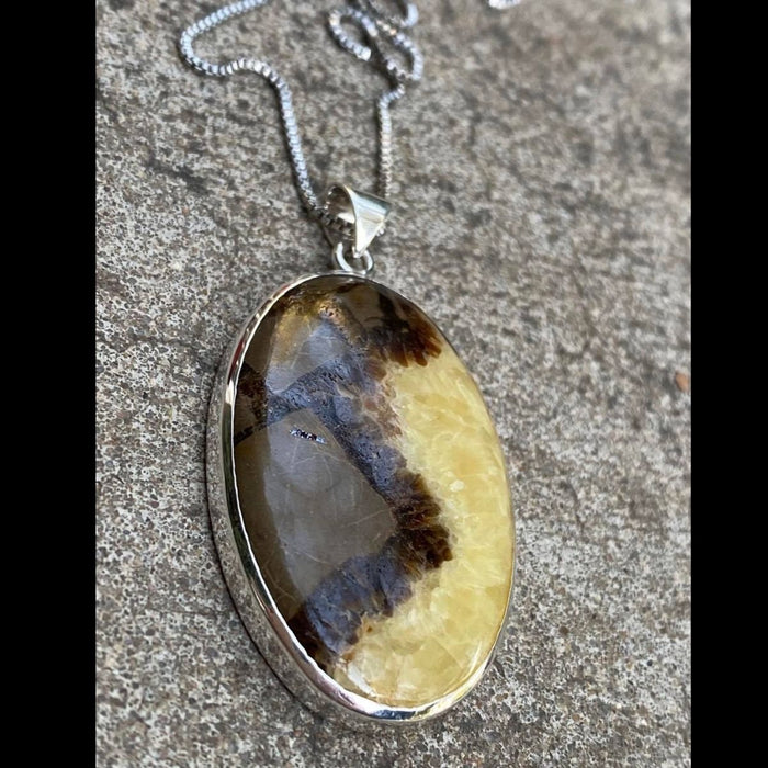 Septarian Nodule ~ Utah ~Fossilized Mud Bubbles!!  Set in Solid 925 Sterling Silver