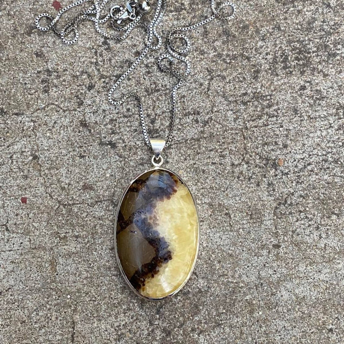 Septarian Nodule ~ Utah ~Fossilized Mud Bubbles!!  Set in Solid 925 Sterling Silver
