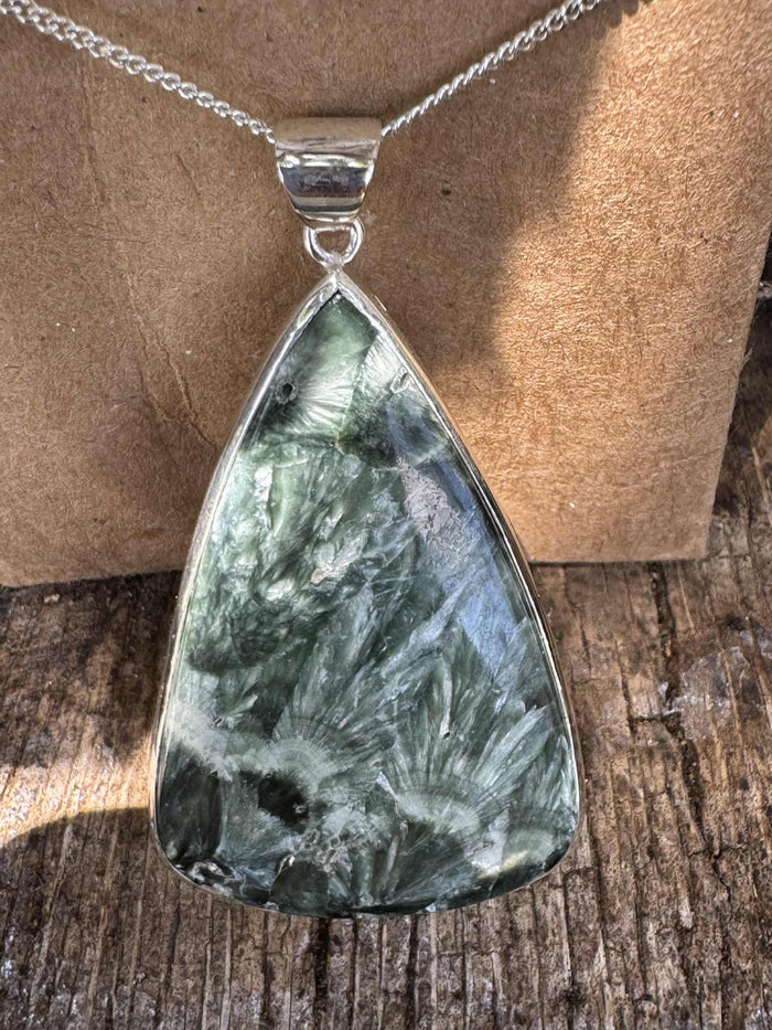 Seraphinite Pendant in THICK 925 Sterling Silver