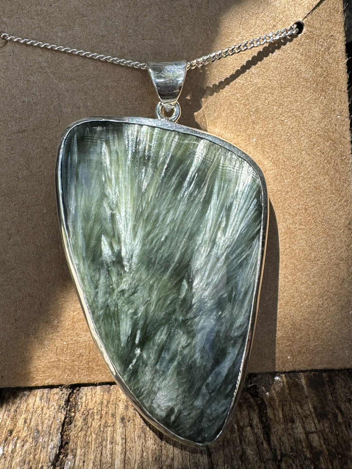 Seraphinite Pendant in THICK 925 Sterling Silver