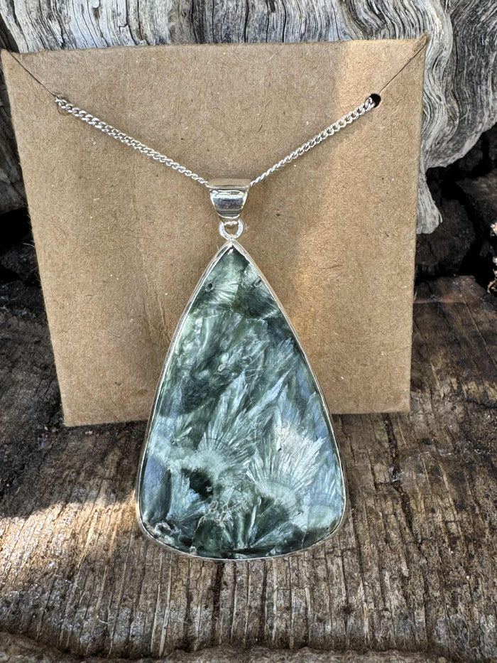 Seraphinite Pendant in THICK 925 Sterling Silver