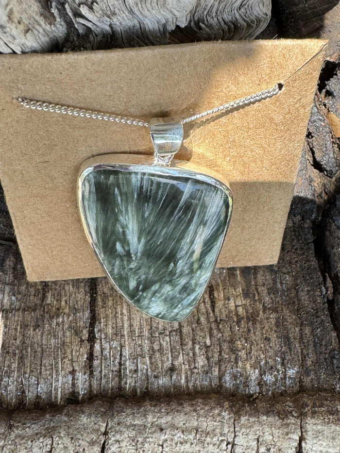 Seraphinite Pendant in THICK 925 Sterling Silver