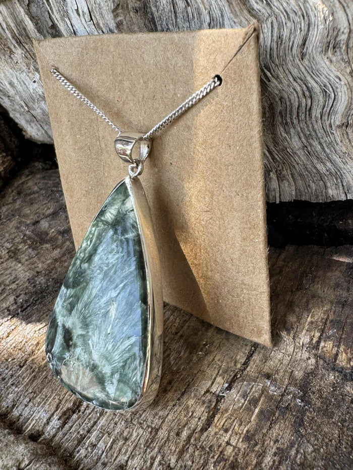 Seraphinite Pendant in THICK 925 Sterling Silver