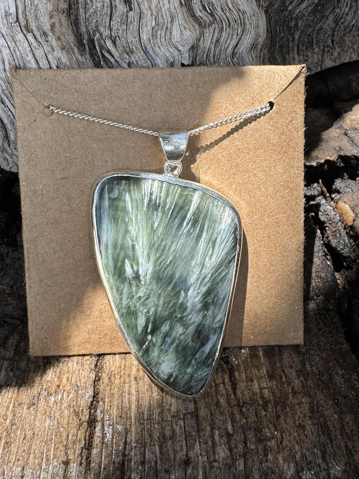 Seraphinite Pendant in THICK 925 Sterling Silver