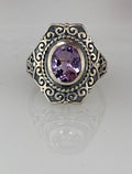 Size 8 Gem Cut Amethyst Purple Sterling Silver Ring