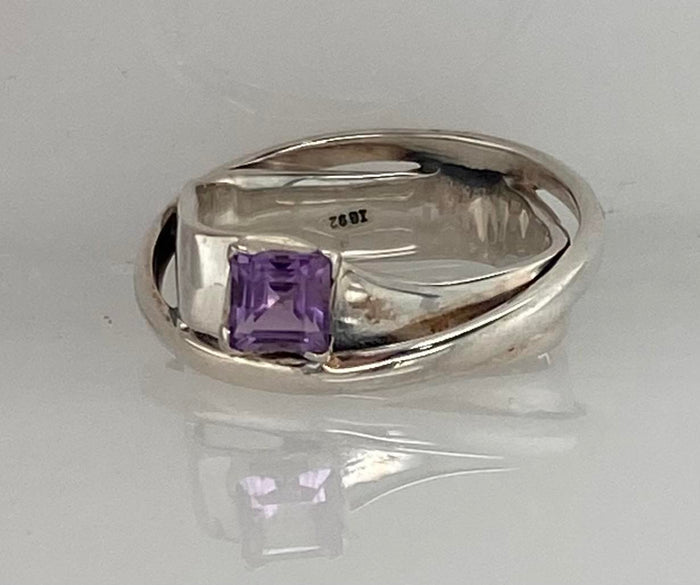 Size 8 Gem Cut Double Sterling Silver