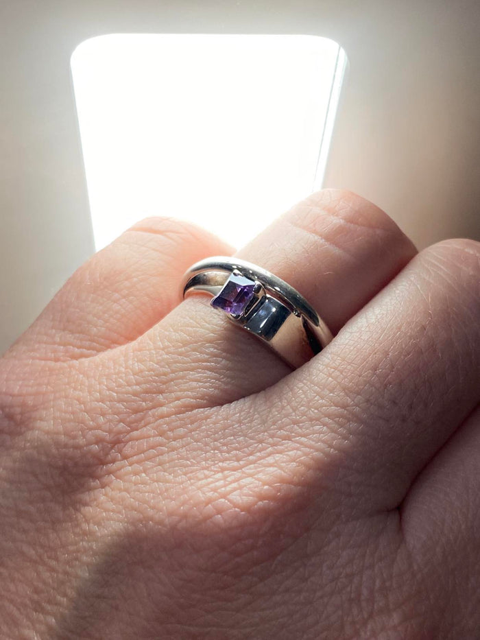 Size 8 Gem Cut Double Sterling Silver