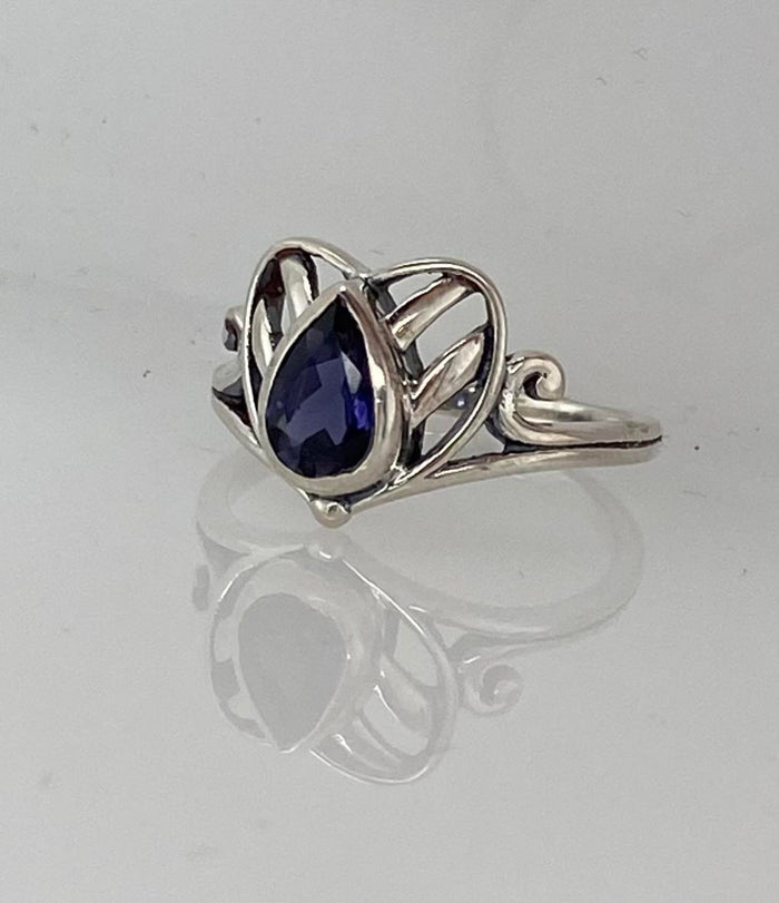 Size 8 Gem Cut Sapphire Blue Ring