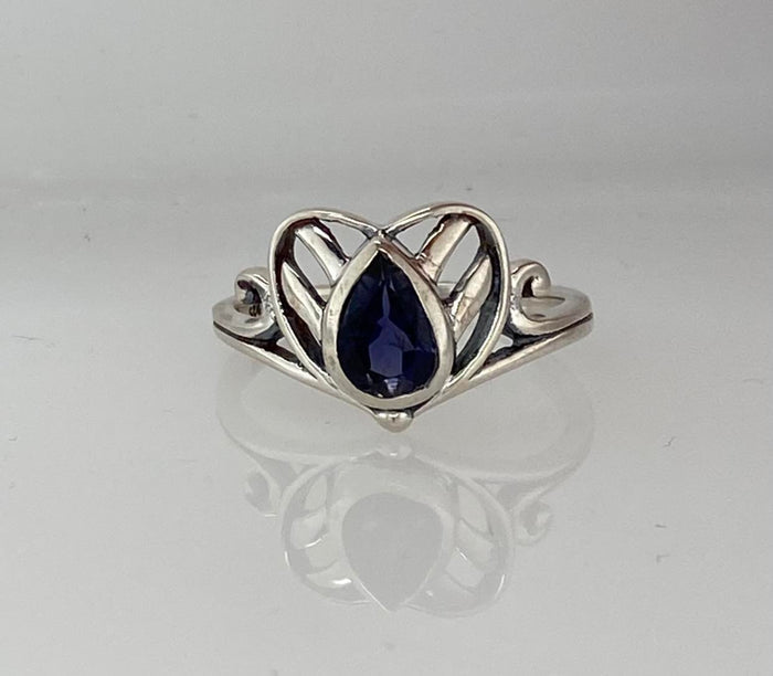 Size 8 Gem Cut Sapphire Blue Ring