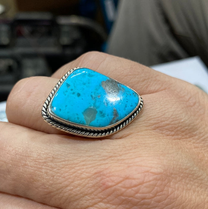 Size 8 Genuine Turquoise Sterling Silver Ring