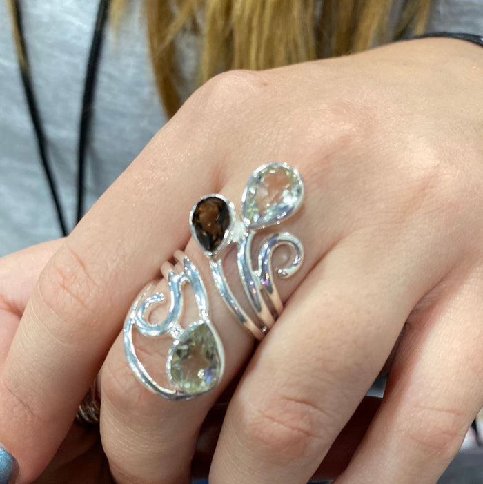 Size 8 Multi Gem Sterling Silver Ring