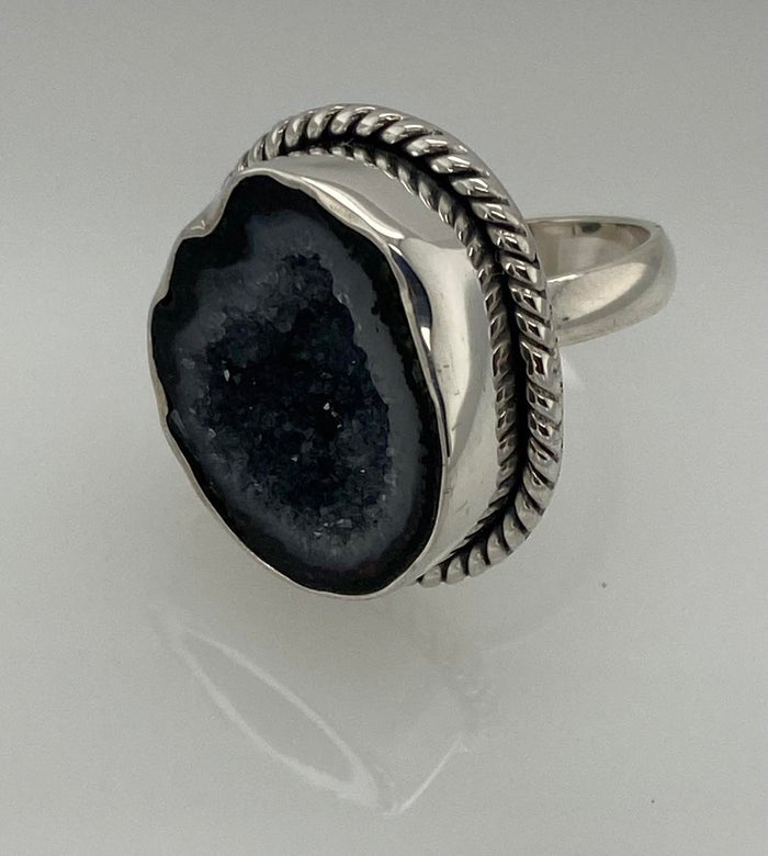 Size 9 Sparkly Druzy Agate Ring