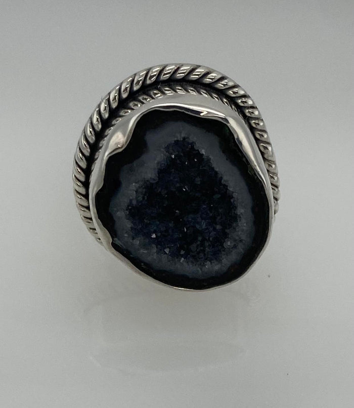 Size 9 Sparkly Druzy Agate Ring