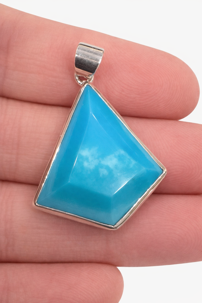 Sky Blue Old Stock Nevada Turquoise Pendant – Sterling Silver | Ben Davis Cabochon