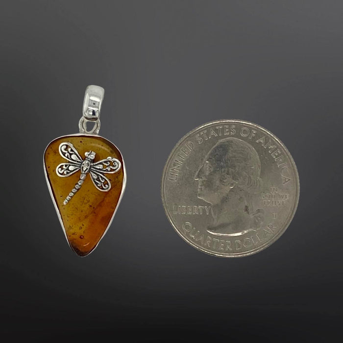 Small Dragonfly Amber Pendants WITH Chain