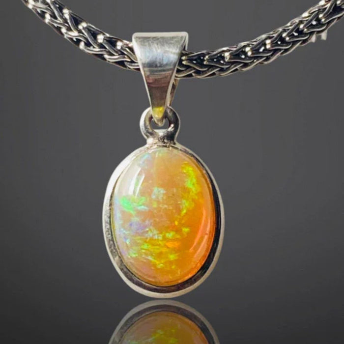 Small Natural Opal Pendant in 925 Sterling Silver