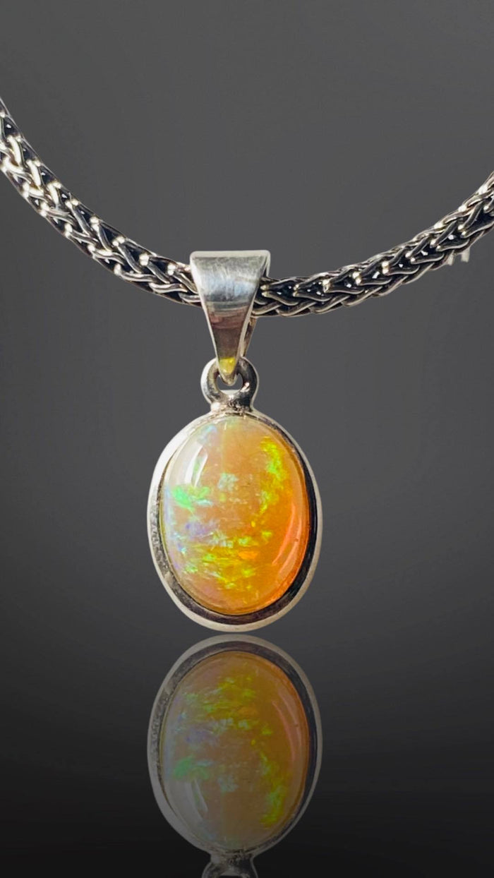 Small Natural Opal Pendant in 925 Sterling Silver