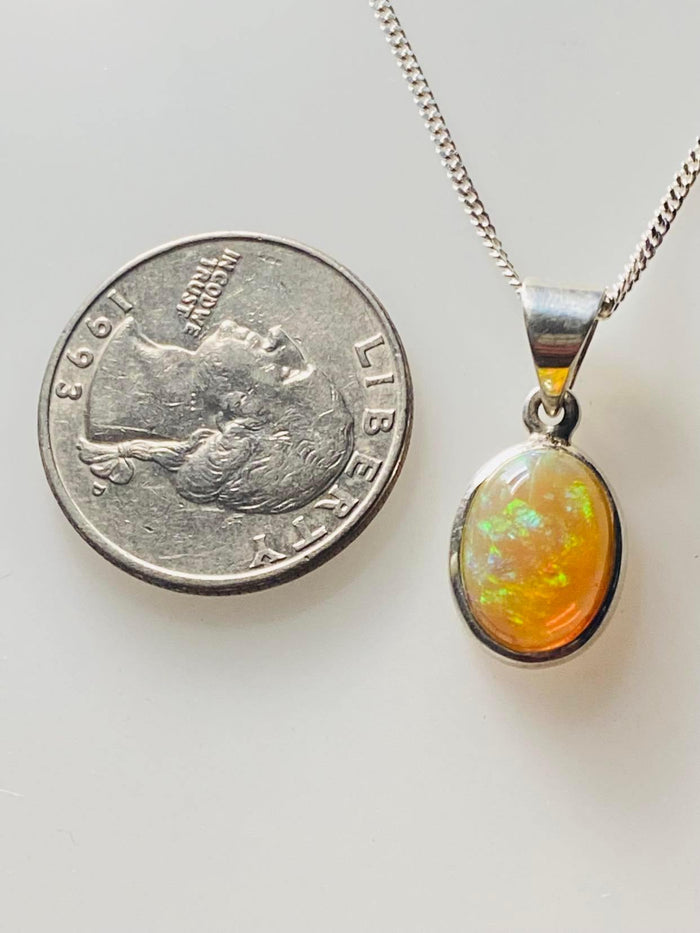 Small Natural Opal Pendant in 925 Sterling Silver