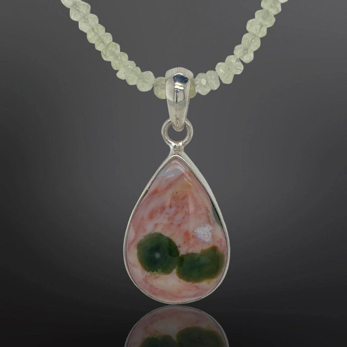 Small Ocean Jasper Pink (free SS adjustable chain - chains pictures sold separate)