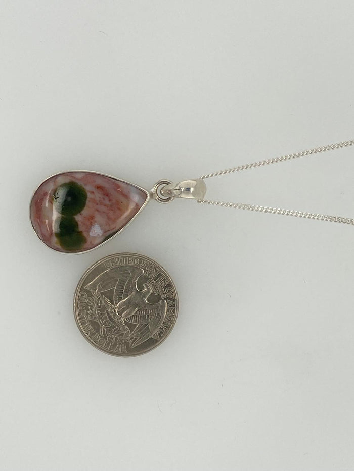 Small Ocean Jasper Pink (free SS adjustable chain - chains pictures sold separate)
