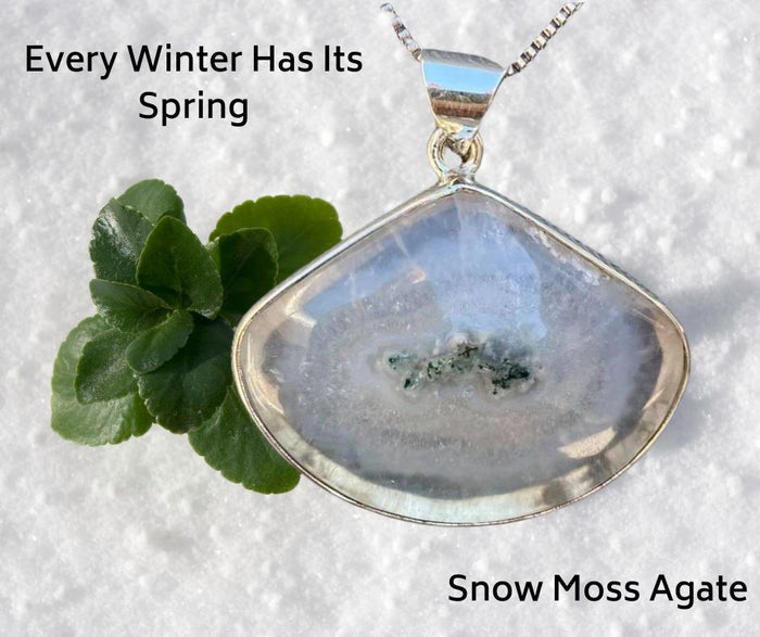 Snow Moss Agate Pendant - 925 Sterling Silver