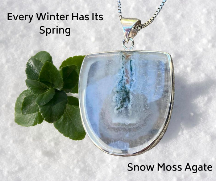 Snow Moss Agate Pendant - 925 Sterling Silver