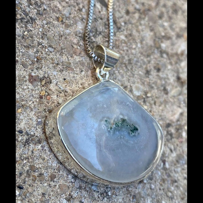 Snow Moss Agate Pendant - 925 Sterling Silver