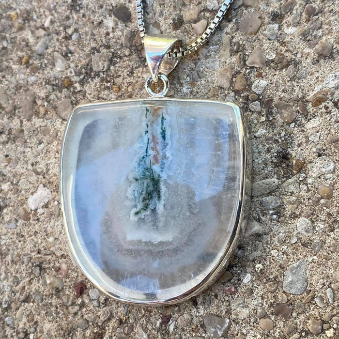 Snow Moss Agate Pendant - 925 Sterling Silver