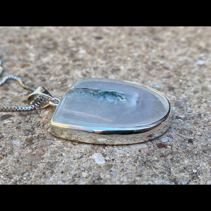 Snow Moss Agate Pendant - 925 Sterling Silver