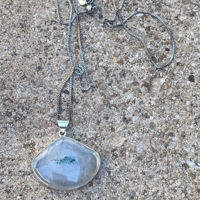 Snow Moss Agate Pendant - 925 Sterling Silver