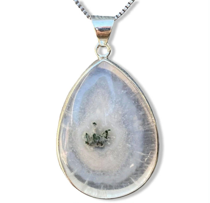 Snow Moss Agate Pendant ~ 925 Sterling Silver