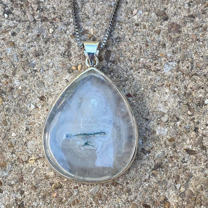 Snow Moss Agate Pendant ~ 925 Sterling Silver