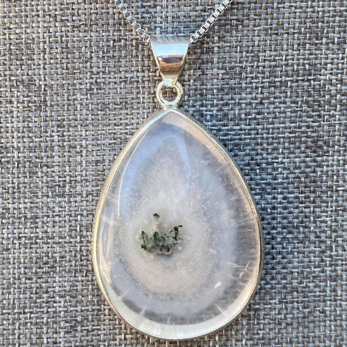 Snow Moss Agate Pendant ~ 925 Sterling Silver