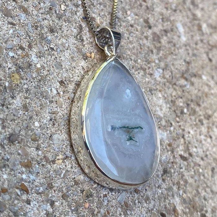Snow Moss Agate Pendant ~ 925 Sterling Silver