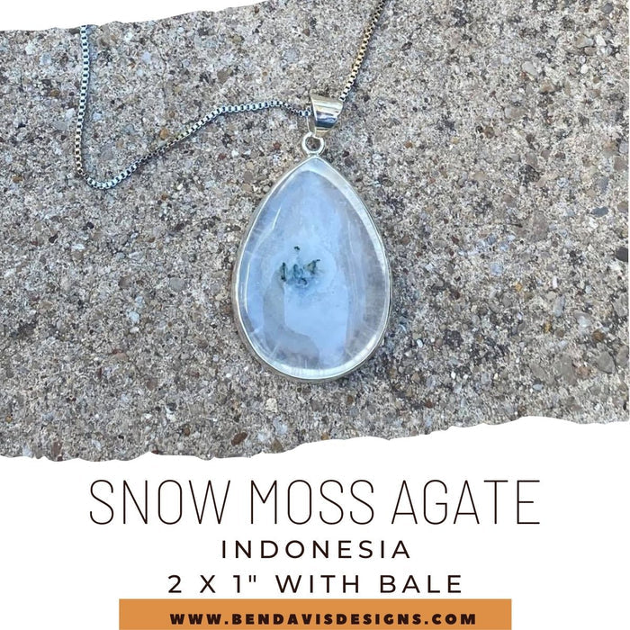 Snow Moss Agate Pendant ~ 925 Sterling Silver