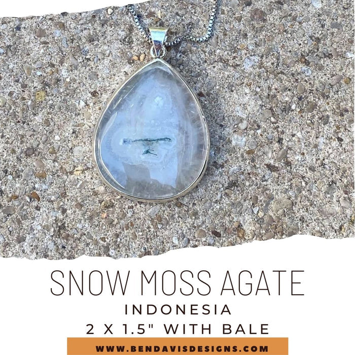 Snow Moss Agate Pendant ~ 925 Sterling Silver