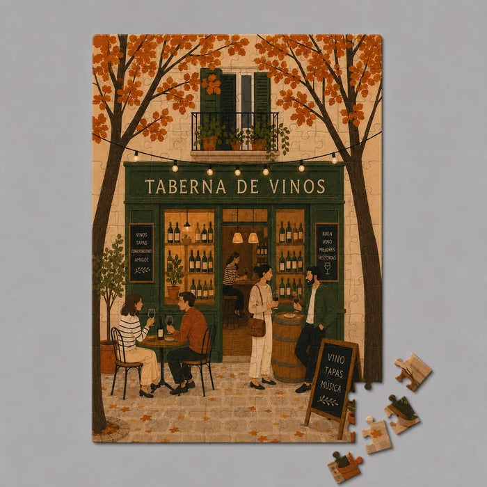 Spanish Wine Bar 100 brikker træpuslespil fra Bywood