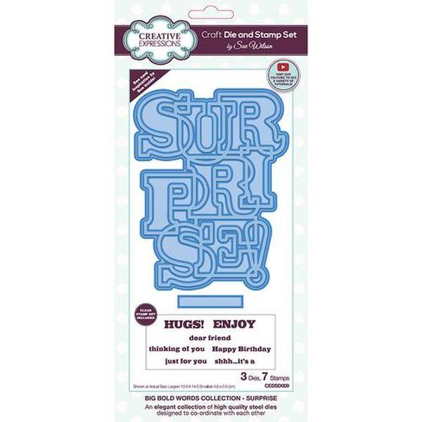 Stamp & Die Set - Big Bold Words - Surprise