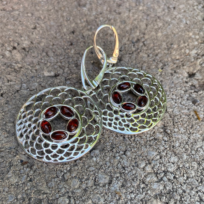Sterling Silver Baltic Amber Earrings