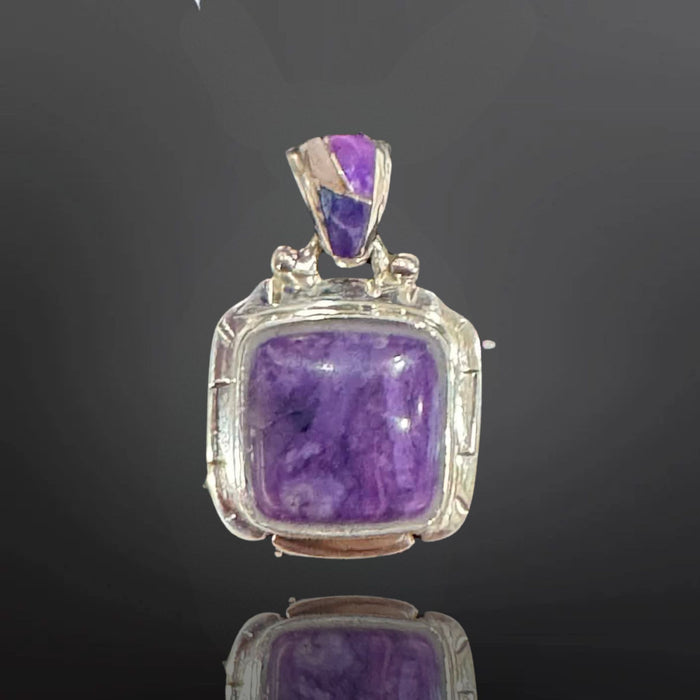 Sugilite Pendant with Inlay Bale | 925 Sterling Silver | Custom by Ed Lohman