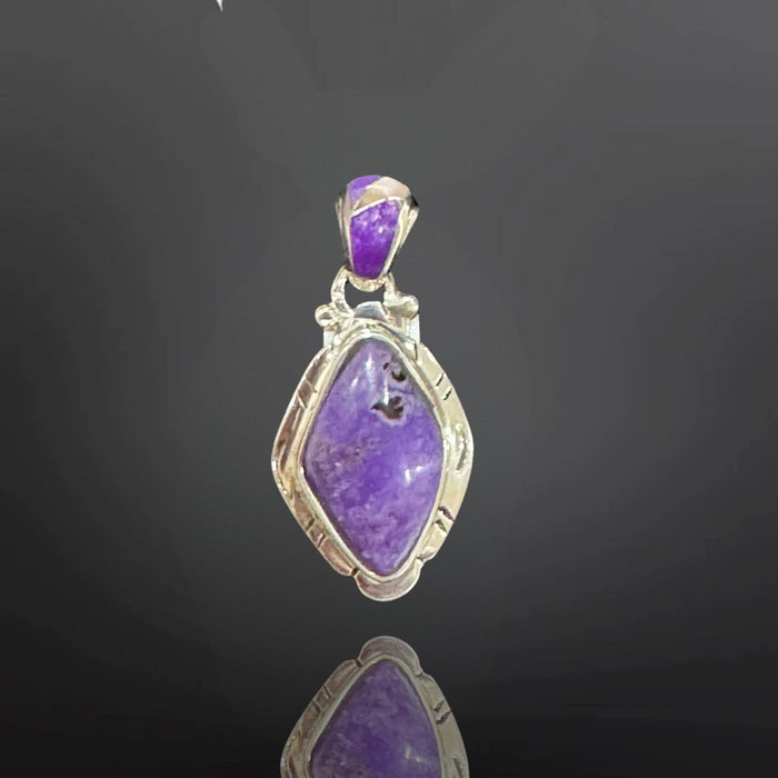 Sugilite Pendant with Inlay Bale | 925 Sterling Silver | Custom by Ed Lohman