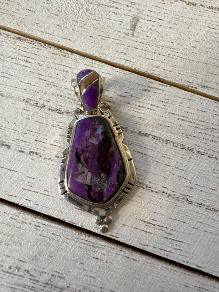 Sugilite Pendant with Inlay Bale | 925 Sterling Silver | Custom by Ed Lohman
